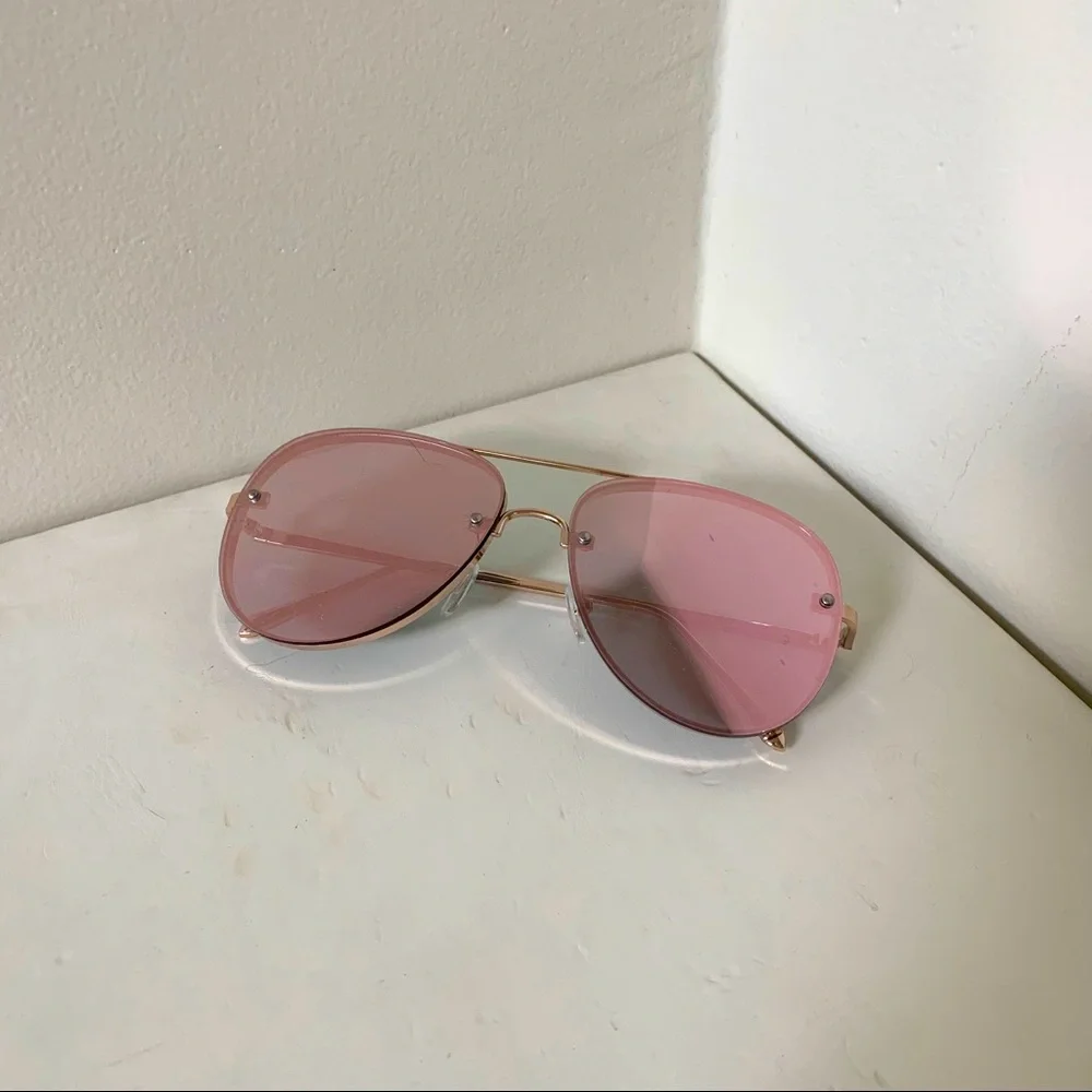 Pink mirrored aviator-style Sunbox sunglasses